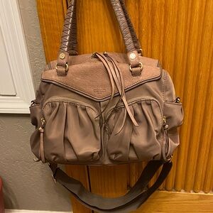 MZ Wallace - Taupe Thompson Bag Convertible purse with adjustable strap & pouch